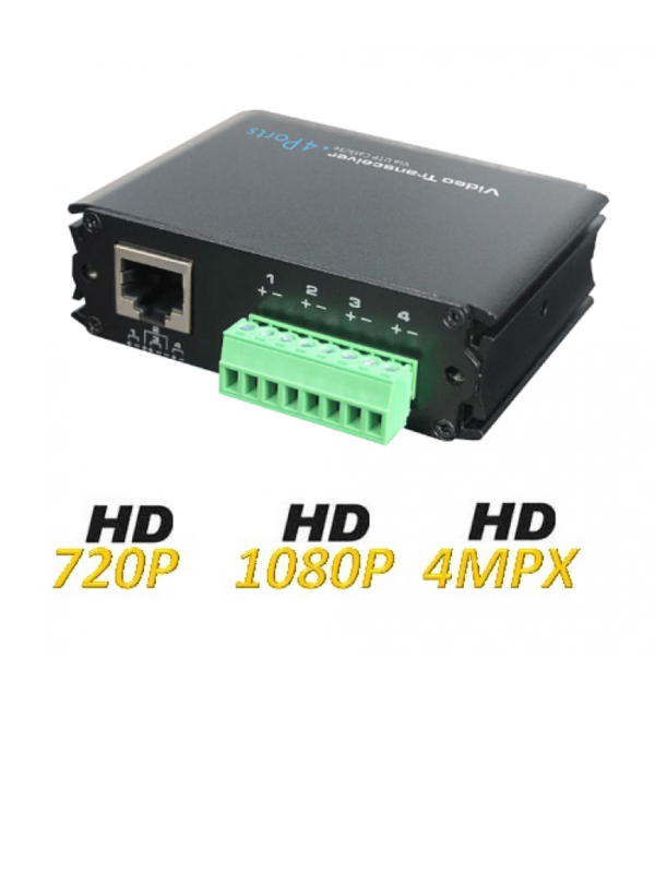 UTEPO UTP104PHD - Transceptor pasivo de 4 canales de video HDCVI / TVI / A HD / CVBS / 350M A 720p / 250M A 1080p / 200M A 4 MP / 150M A 4K