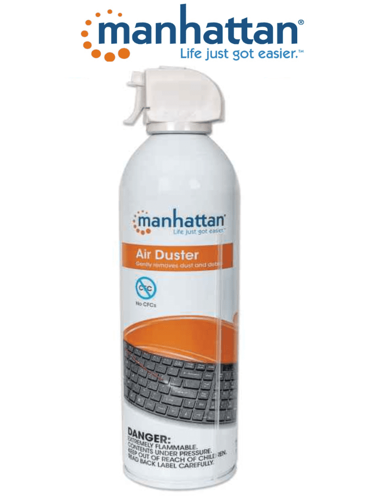 MANHATTAN 410632 - Bote de Aire Comprimido para Remover Polvo/ 226 Gramos/ Ideal para Realizar Mantenimientos y Remover polvo de DVRs, NVRs, Fuentes con Distribuidor, Etc./