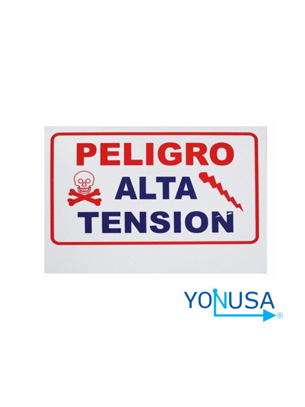 YONUSA LPVOLTAS - Letrero o anuncio genérico preventivo de alta tensión para colocación en cercos eléctricos entre cada 6 a 8 metros/ Espacio para publicidad teléfono, logo o correo de empresa