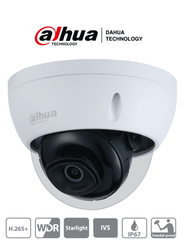 DAHUA IPC-HDBW2431E-S-S2 - Cámara IP Domo Antivandalica de 4 Megapixeles/ Lente de 2.8mm/ 106 Grados de Apertura/ IR 30 Mts/ WDR Real/ Ranura para MicroSD/ IP67/ IK10/