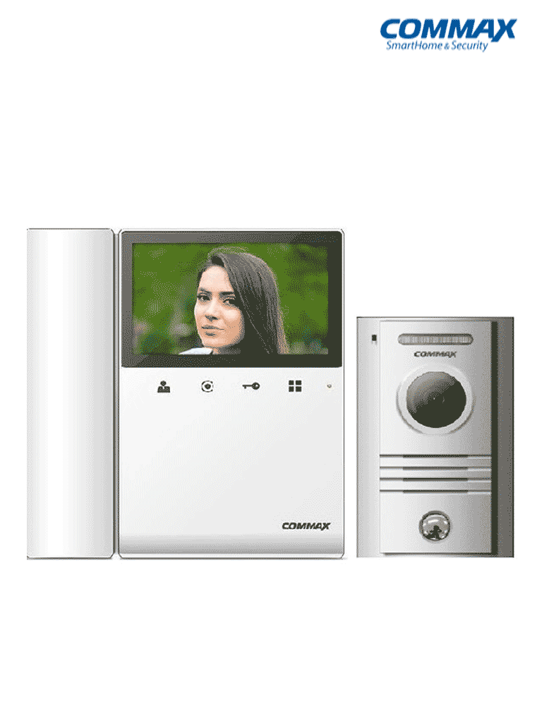 COMMAX CDV43K2P- Paquete de videoportero incluye monitor CDV43K2 de 4.3 pulgadas con auricular para respuesta con audio y video desde frente de calle DRC40K, funcion de apertura de puerta, soporta segundo monitor y auricular DP4VHP
