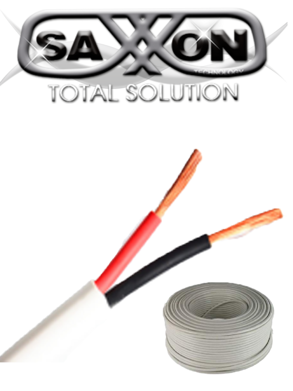 SAXXON OWAC2100J - Cable de alarma / 2 Conductores / CCA/ Calibre 22 AWG / 100 Metros / Recomendable para control de acceso / Videoportero / Audio / Reforzado