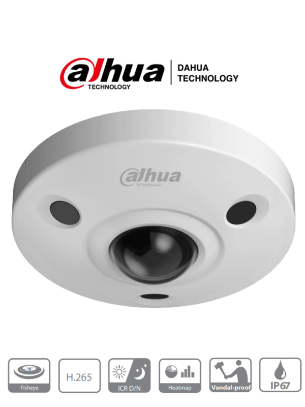 DAHUA IPC-EBW81230 - Camara IP Domo Fisheye Antivandalica 4K/ 12 Megapixeles/ Vision 360 grados/ H265/ Audio/ IP67/ IK10/ HEAT MAP/ PoE/ IVS/ Ranura MicroSD #Proyectos