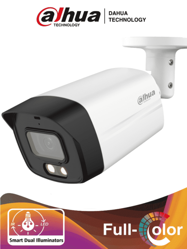 DAHUA HAC-HFW1239TLMN-IL-A - Camara Bullet de 2 Megapixeles/ Iluminador Dual Inteligente + Full Color/ Lente de 2.8 mm/ 107 Grados de Apertura/ Microfono Integrado/ 40 Metros de Iluminación IR y Visible/ WDR Real de 130 dB/ IP67/ #LoNuevo