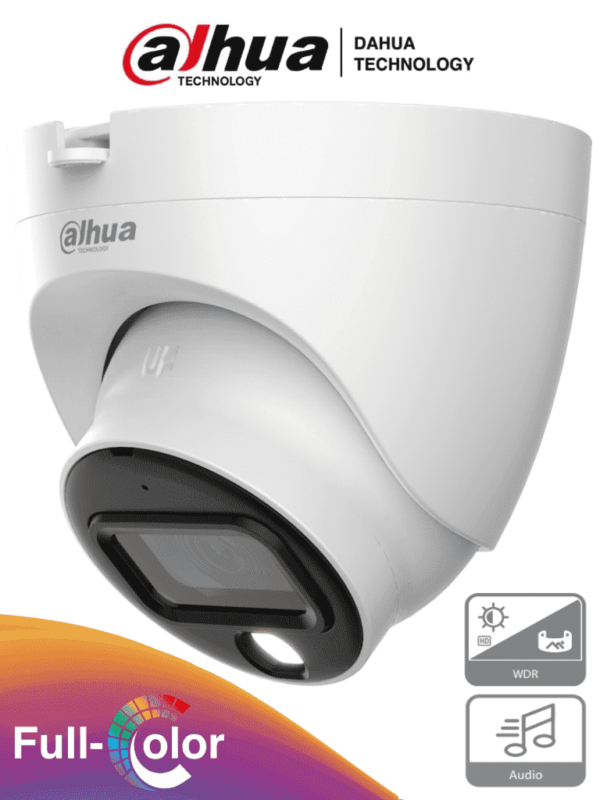 DAHUA HAC-HDW1239TLQN-A-LED - Camara Domo de 2 Megapixeles/ Full Color/ Lente de 2.8 mm/ 107 Grados de Apertura/ WDR Real de 130 dB/ 20 Metros de Iluminación/ Microfono Integrado/ IP67/ Facil Instalación/ #LoNuevo