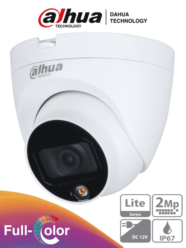 DAHUA HAC-HDW1209TLQP-LED - Camara Domo Full Color de 2 Megapixeles/ 1080p/ Lente de 2.8mm/ 106 Grados de Apertura/ Leds para 20 Metros/ Starlight/ IP67/ #PromoFullColor