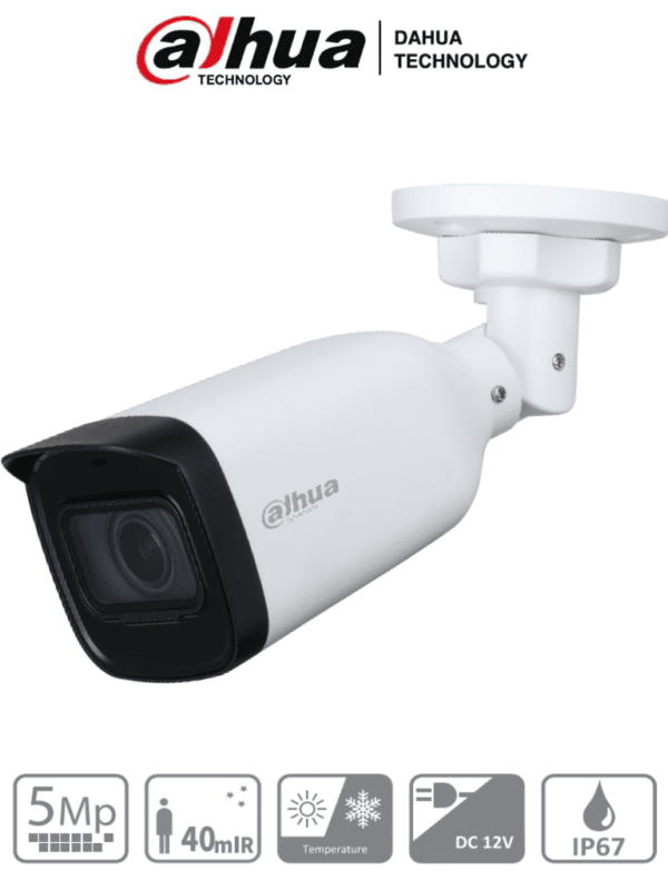 DAHUA HAC-B3A51-Z - Camara Bullet de 5 Megapixeles/ Lente Motorizado de 2.7 a 12 mm/ IR de 40 Mts/ IP67/ CVI/CVBS/AHD/TVI/