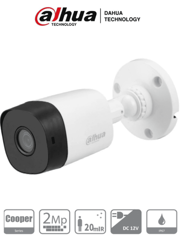 DAHUA COOPER B1A21-28 - Camara Bullet de 2 Megapixeles/ 1080p/ Lente de 2.8 mm/ 100 Grados de Apertura/ IR de 20 Metros/ IP67/ Soporta: CVI/TVI/AHD y CVBS/ #LoNuevo