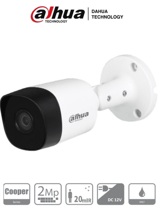 DAHUA COOPER B2A21 - Camara Bullet HDCVI 1080p/ 100 Grados de Apertura/ Lente 2.8 mm/ IR de 20 Mts/ IP67/ Metalica/ Soporta: CVI/TVI/AHD y CVBS/ #LoNuevo