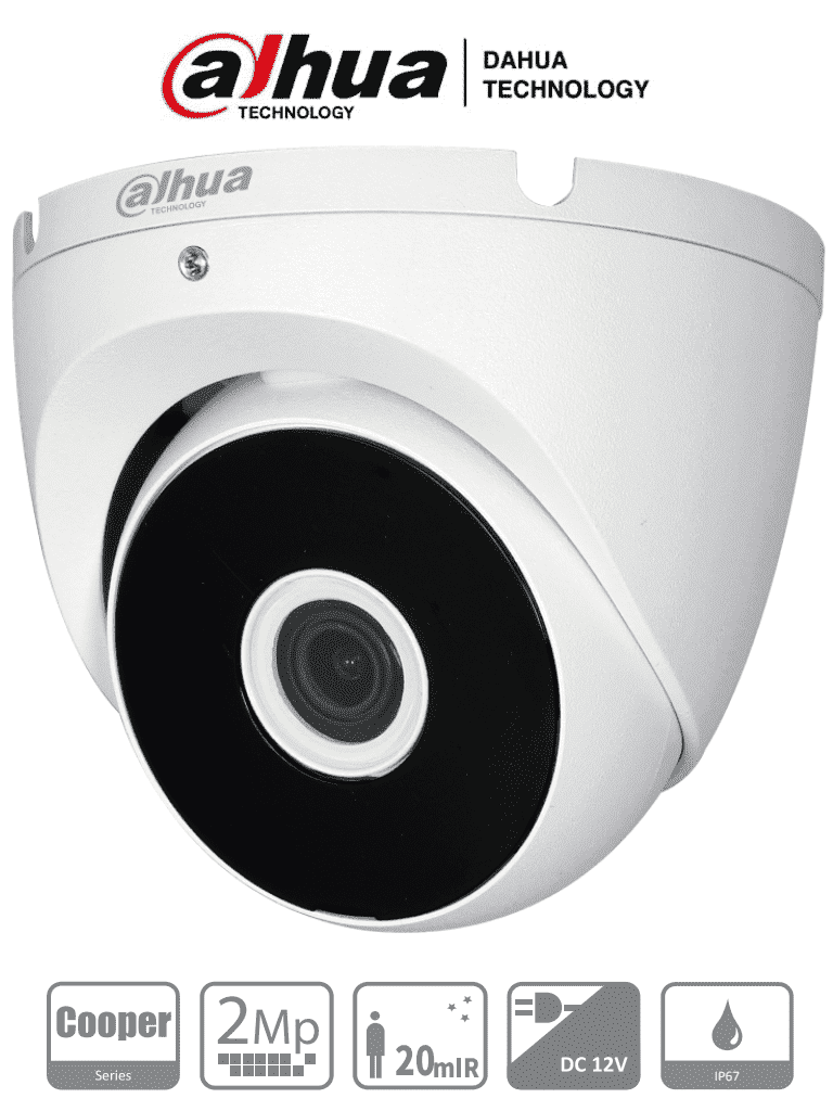 DAHUA COOPER T2A21 - Camara Domo de 2 Megapixeles/ 1080p/ Lente 3.6 mm/ 82 Grados de Apertura/ IR de 20 Metros/ Metalica/ IP67/ Soporta: CVI/TVI/AHD/CVBS