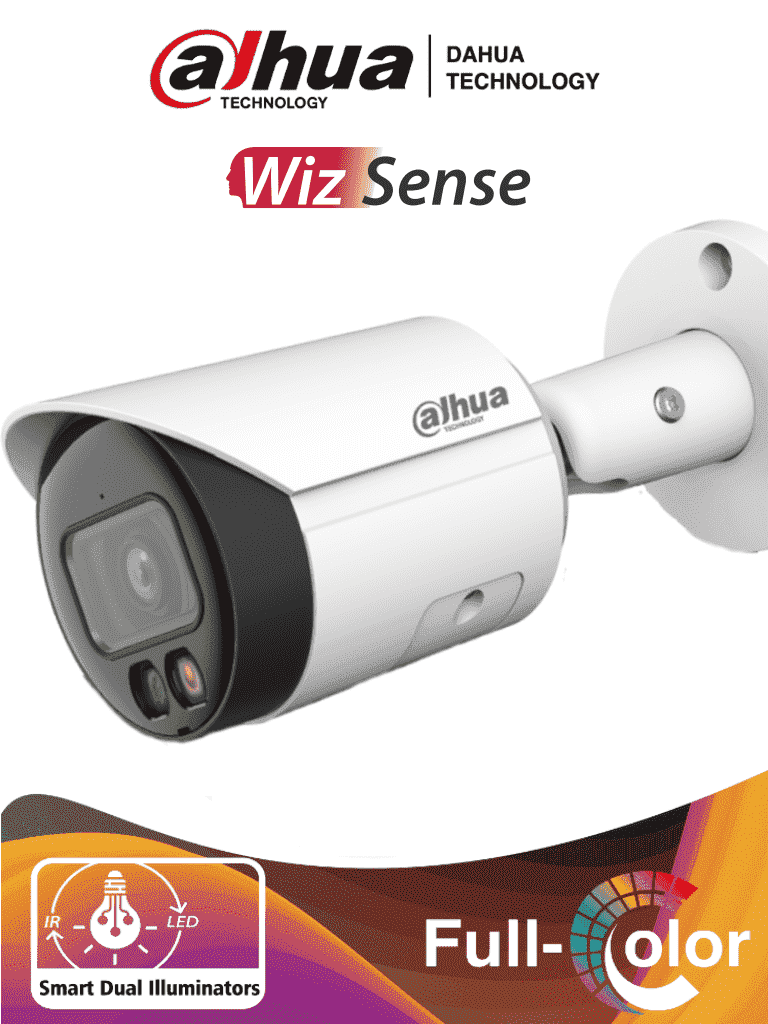 DAHUA IPC-HFW2249S-S-IL - Camara Bullet IP 2 Megapixeles/ Iluminador Dual Inteligente+Full Color/ WizSense/ Lente de 2.8mm/ 107 Grados/ Microfono Integrado/ 30 Mts de IR y Luz Visible/ Metalica/ Ranura MicroSD/ WDR 120dB/ SMD Plus/ PoE/ #LoNuevo