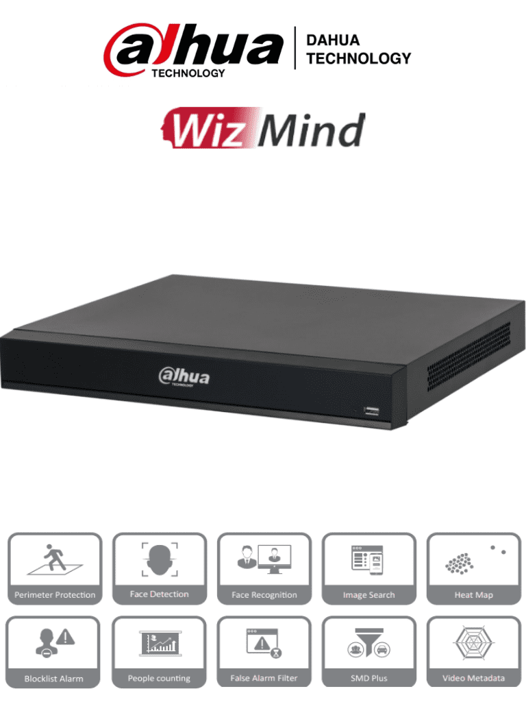 DAHUA DHI-NVR5216-8P-I/L - NVR de 16 Canales 4k/ WizMind/ 8 Puertos PoE/ H.265+/ 4 Canales de Reconocimiento Facial/ 20 Bases de Datos de Rostros/ 2 Bahías de Discos Duros/ Rendimiento de 320 Mbps/ 4&2 E&S de Alarmas/ #LoNuevo