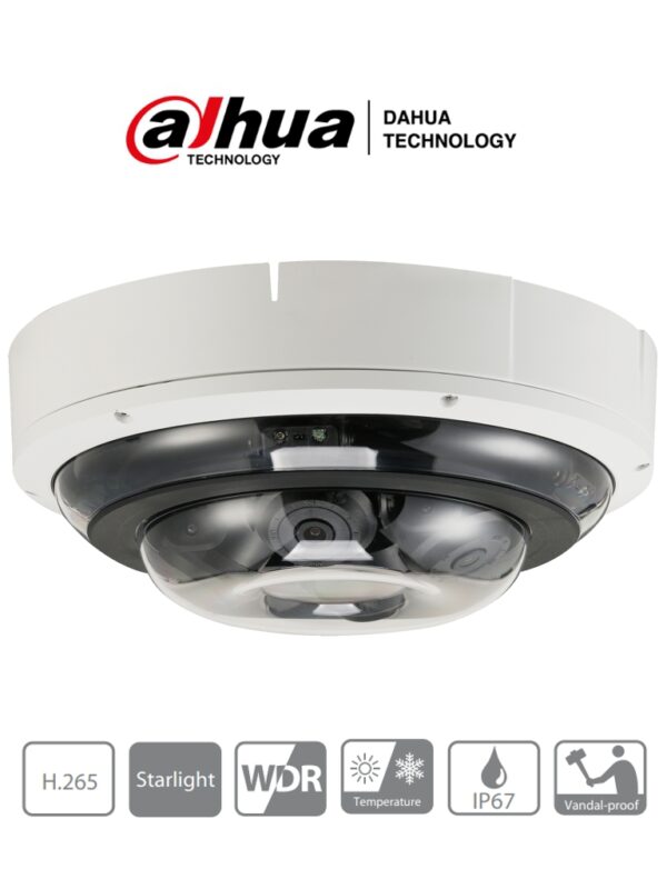 DAHUA IPC-PDBW5831-B360 - Camara IP Domo MultiSensor Panoramico de 2 Megapixel/ 4 Lentes/ H265+/ Lentes Motorizados 2.7 mm a 12 mm/ IR 30 Mts/ MicroSD/ IP67/ IK10 #Panorámicas