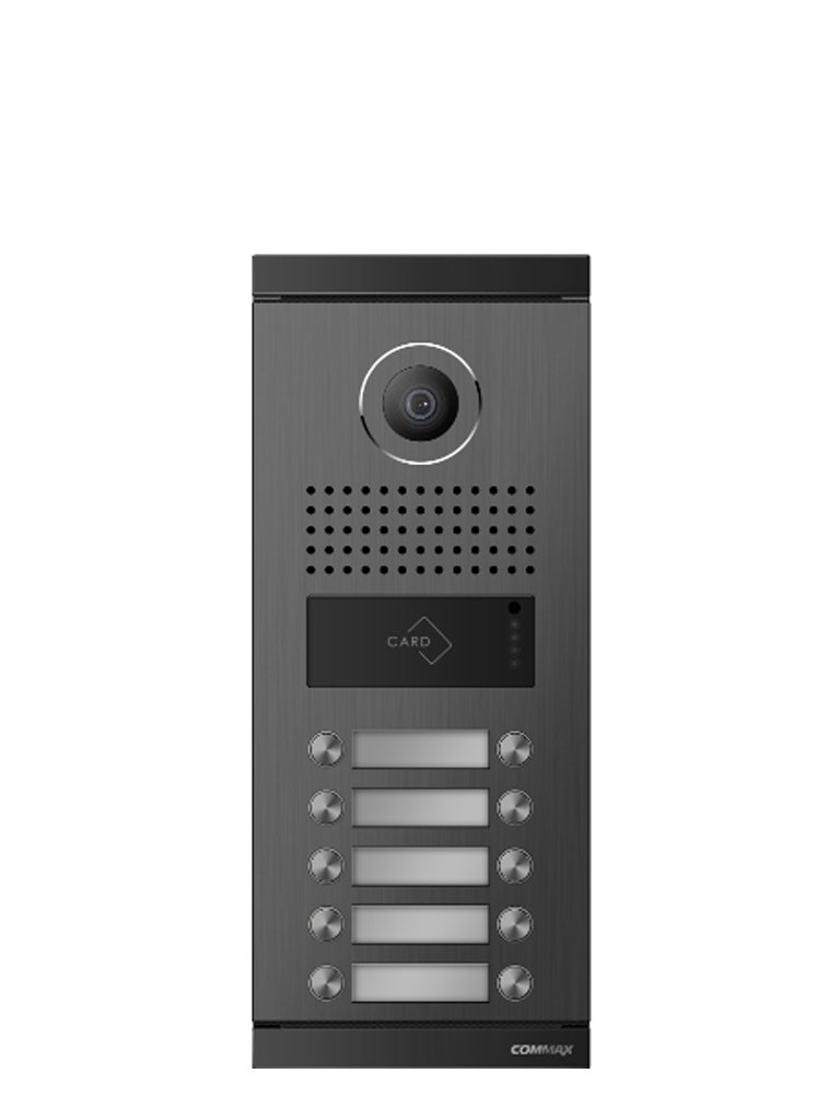 COMMAX DRC10MLRF1 - Frente de calle para 10 apartamentos compatible con monitores Commax, conexión directa a 4 hilos al monitor sin distribuidores, salidas NO y NC para apertura de puerta con tarjeta mifare o desde monitor