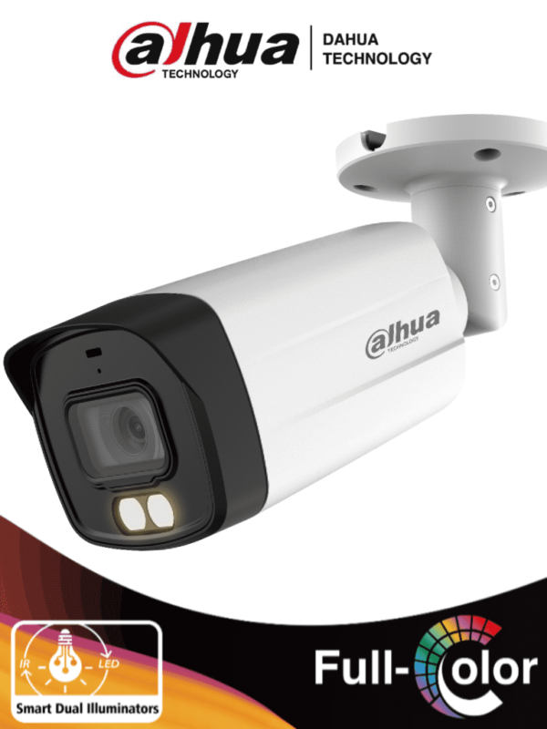 DAHUA HAC-HFW1509TMN-IL-A - Camara Bullet de 5 Megapixeles/ Iluminador Dual Inteligente + Full Color/ Lente de 2.8 mm/ 111 Grados de Apertura/ Microfono Integrado/ 40 Metros de Iluminación IR y Visible/ WDR Real de 130 dB/ Metalica/ IP67/ #LoNuevo