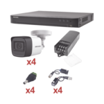 KIT TurboHD 1080p / DVR 4 Canales / 4 Camaras Bala (exterior 2.8 mm) / Transceptores / Conectores / Fuente de Poder Profesional