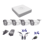KIT COLORVU TURBOHD 1080p Lite / DVR 4 Canales / 4 Camaras Bala (exterior 2.8 mm) / Transceptores / Conectores / Fuente de Poder Profesional