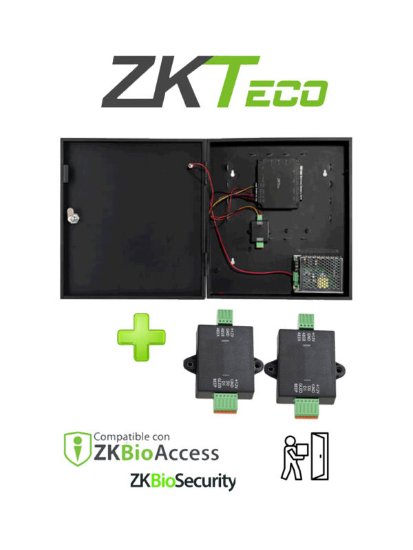 ZKTECO C2260WRPack - Panel de Control de Acceso de solo Tarjeta para 2 Puertas con Convertidor de 485 a Wiegand / Controla hasta 10 Puertas Incorporando Expansor DM10 / Comunicación TCP/IP / Compatible con Biosecurity y BioAccess