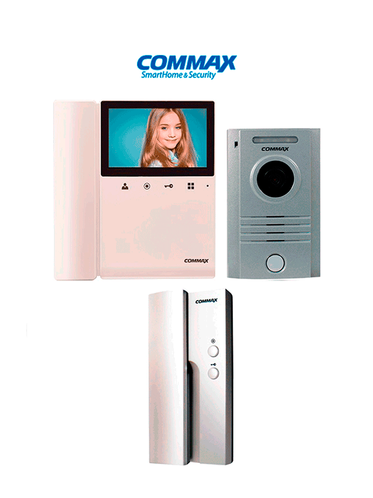 COMMAX CDV43K2DRC40KPAQ - Paquete de videoportero que incluye monitor de 4.3 pulgadas, frente de calle de aluminio y auricular con conexion al monitor, contesta desde el monitor o el auricular/ Monitor y auricular se intercomunican