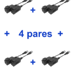 UTEPO UTP101PHD6PAK4 - 4 Pares de transceptores pasivos HD / Diseño para empalmes ordenados / Distancias CVI 720p a 300M / 1080p A 250M / 4 MP A 200M / 4K A 150M