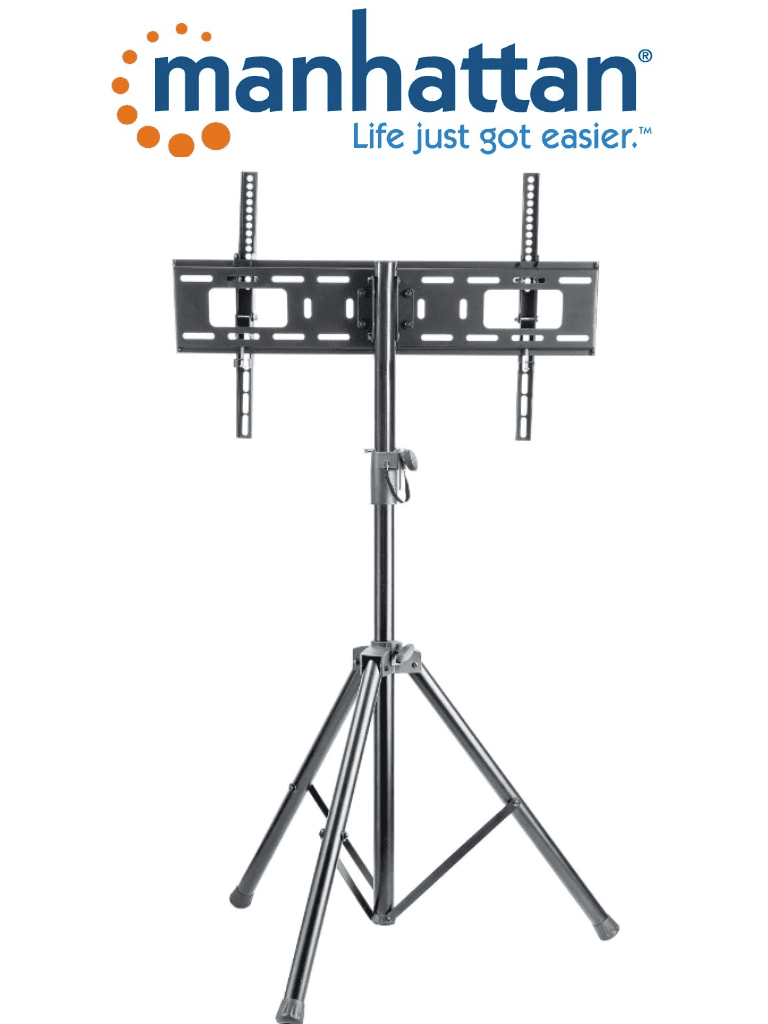 MANHATTAN 461412- Soporte de Piso para Pantallas de 37 a 70 Pulgadas/ 35 Kg de Carga/ Trípode con Ajuste de Altura de 1.24 a 1.88 Mts/ Ajuste de Inclinación/ VESA 200/ 400x200/ 300/ 400/ 600x400/