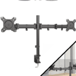 SAXXON SXVMD29 - Soporte de Escritorio para 2 Monitores de 13 a 27 Pulgadas/ 2 Brazos de Doble Articulación/ Soporta 8 Kg de Carga por Brazo/ Ajuste de Altura y Giro en cada Brazo/ Sujetador de Cables/ VESA 75/ 100/