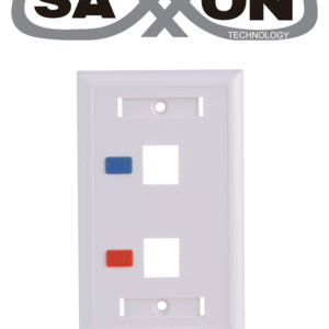 SAXXON A1752E - Placa de pared / Vertical / 2 Puertos tipo keystone / Color blanco / Con etiquetas