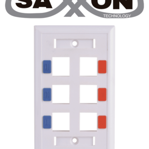 SAXXON A1756E - Placa de pared / Vertical / 6 Puertos tipo keystone / Color blanco / Con etiquetas