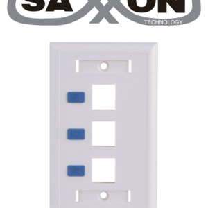 SAXXON A1753E - Placa de pared / Vertical / 3 Puertos tipo keystone / Color blanco / Con etiquetas
