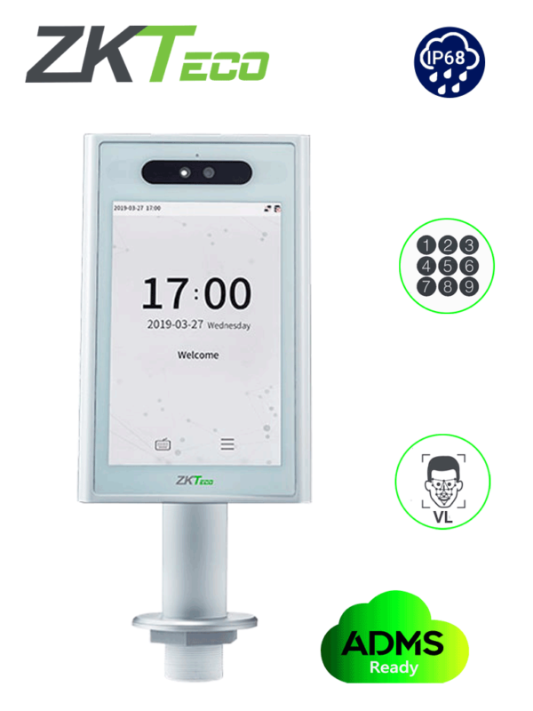 ZKTECO ELITEPASS - Terminal de Reconocimiento Facial / Control de Acceso y Asistencia / para Exterior/ IP68 / IK04 / Compatible con Biosecurity / Incluye Soporte para Torniquete / Conexión TCP/IP / #SinContacto