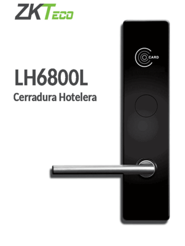 ZKTECO LH6800L- Cerradura izquierda para hotel / MIFARE 13.56 Mhz / 35 a 45 mm grosor de puerta / Aleacion de Zinc / 224 eventos