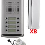 COMMAX DR8AMAP - Kit de frente de calle de audio DR8AM para 8 apartamentos incluye 8 auriculares DPSS y fuente de energía RF1A de 12VDC/ Soporta función de apertura de puerta